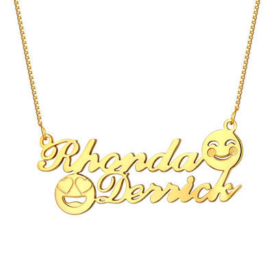 ожерелье имени ожерелья S925 золота 1.8ft 0.07oz Emoji мемориальное начальное
