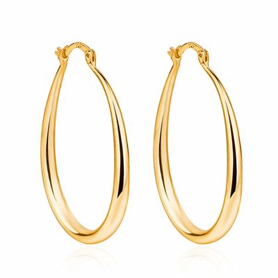 Платина покрыла ровные обручи золота круга 14k 30×21mm для дамы женщин