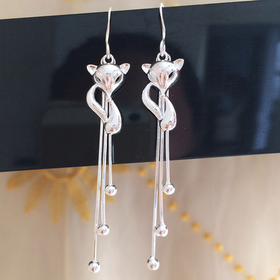 990 стерлинговых серебряных серег падения Tassel 0.19oz серег 7.1cm ювелирных изделий длинных
